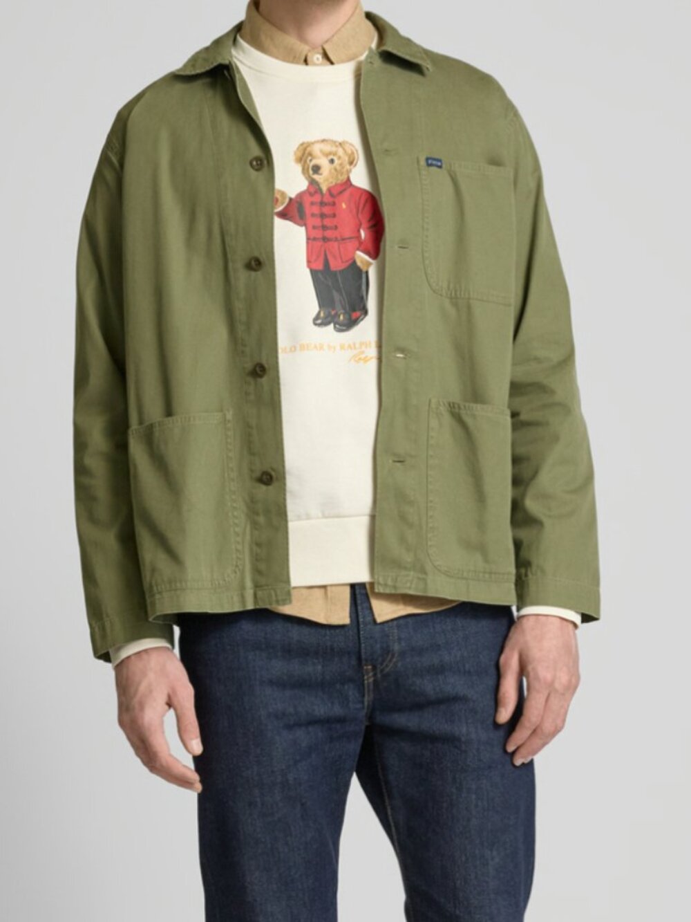 Polo Ralph Lauren Olive Green Cotton Chore Jacket Med Utility Workwear Gorpcore